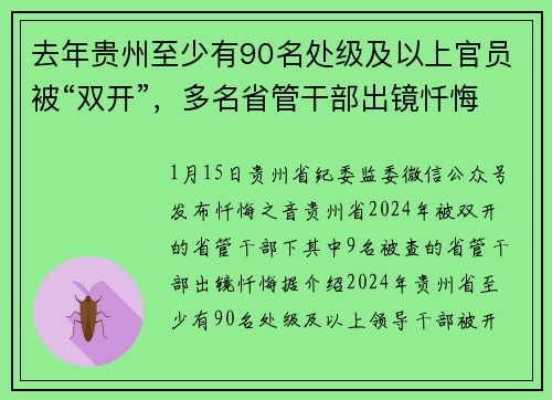 去年贵州至少有90名处级及以上官员被“双开”，多名省管干部出镜忏悔